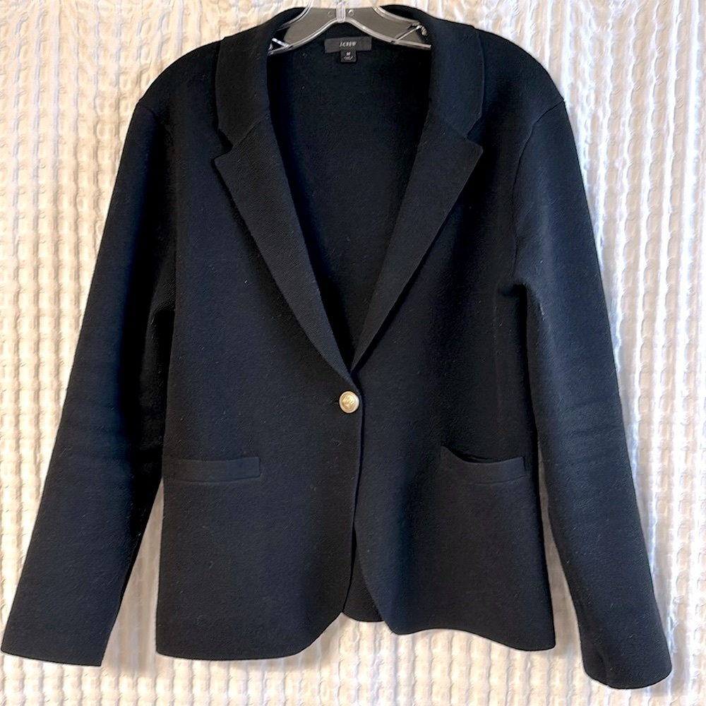 J. Crew Black Women's Knit Blazer, Size Medium